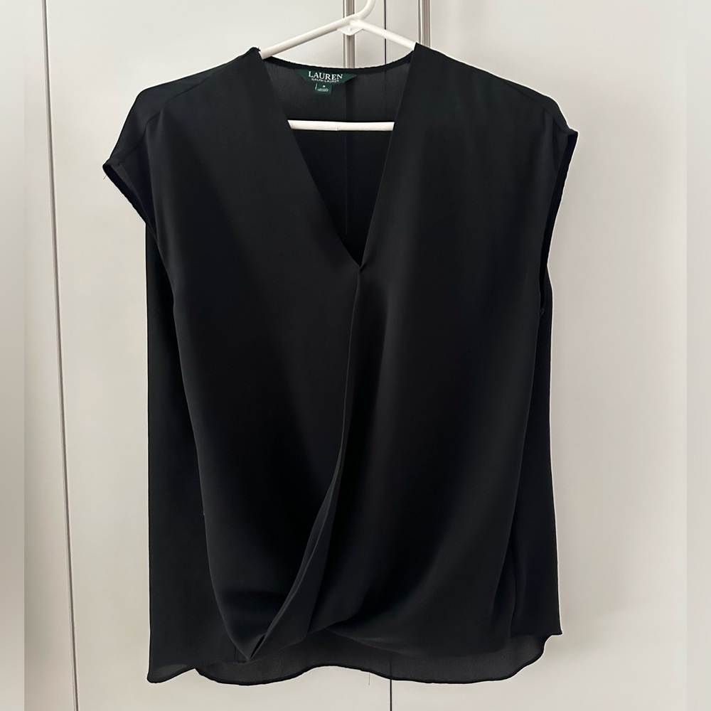 Lauren Ralph Lauren Women's Black V-Neck Top